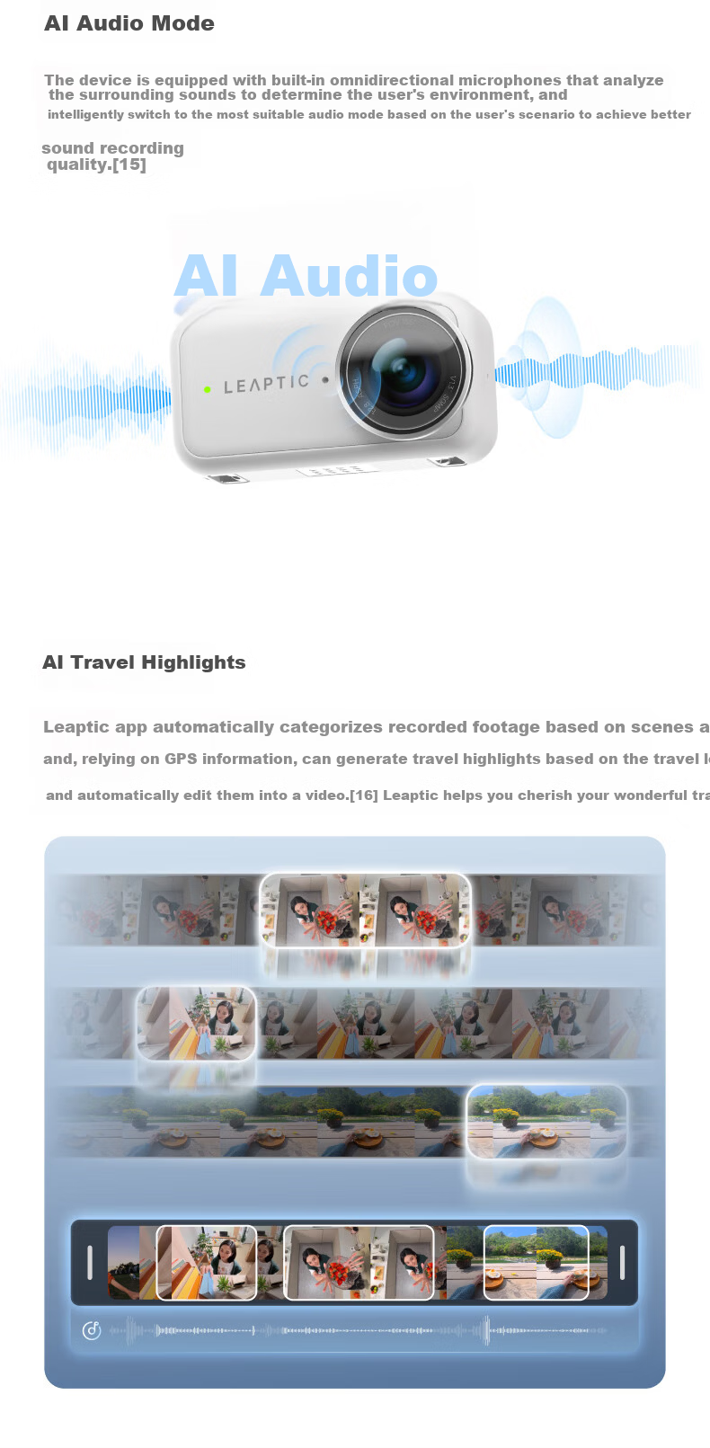 LEAPTIC Photon Transition Cube [Battery Included] Sports Camera Thumb Pocket Wearable Camera 8K/4K Vlog Cycling Running Pet All-in-One Kit 128GB Black 18
