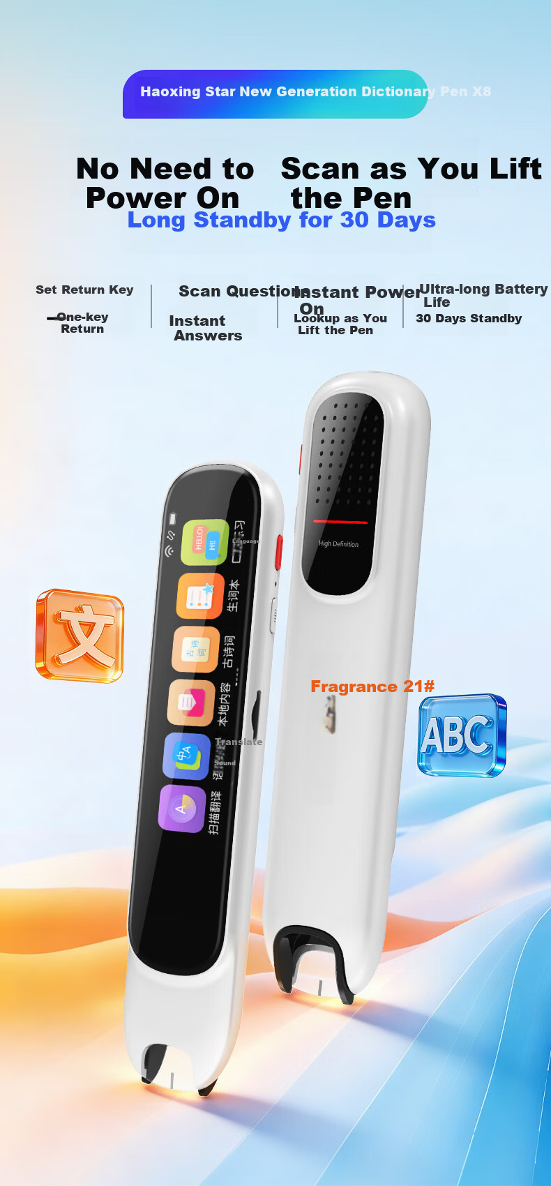 Ozing [40+ Warehouse Fast Delivery] K3 English Reading Pen Electronic Dictionary Scanning Pen Universal for All Subjects Elementary, Middle And High School Synchronized Textbooks Gift Portable Learning Device 1