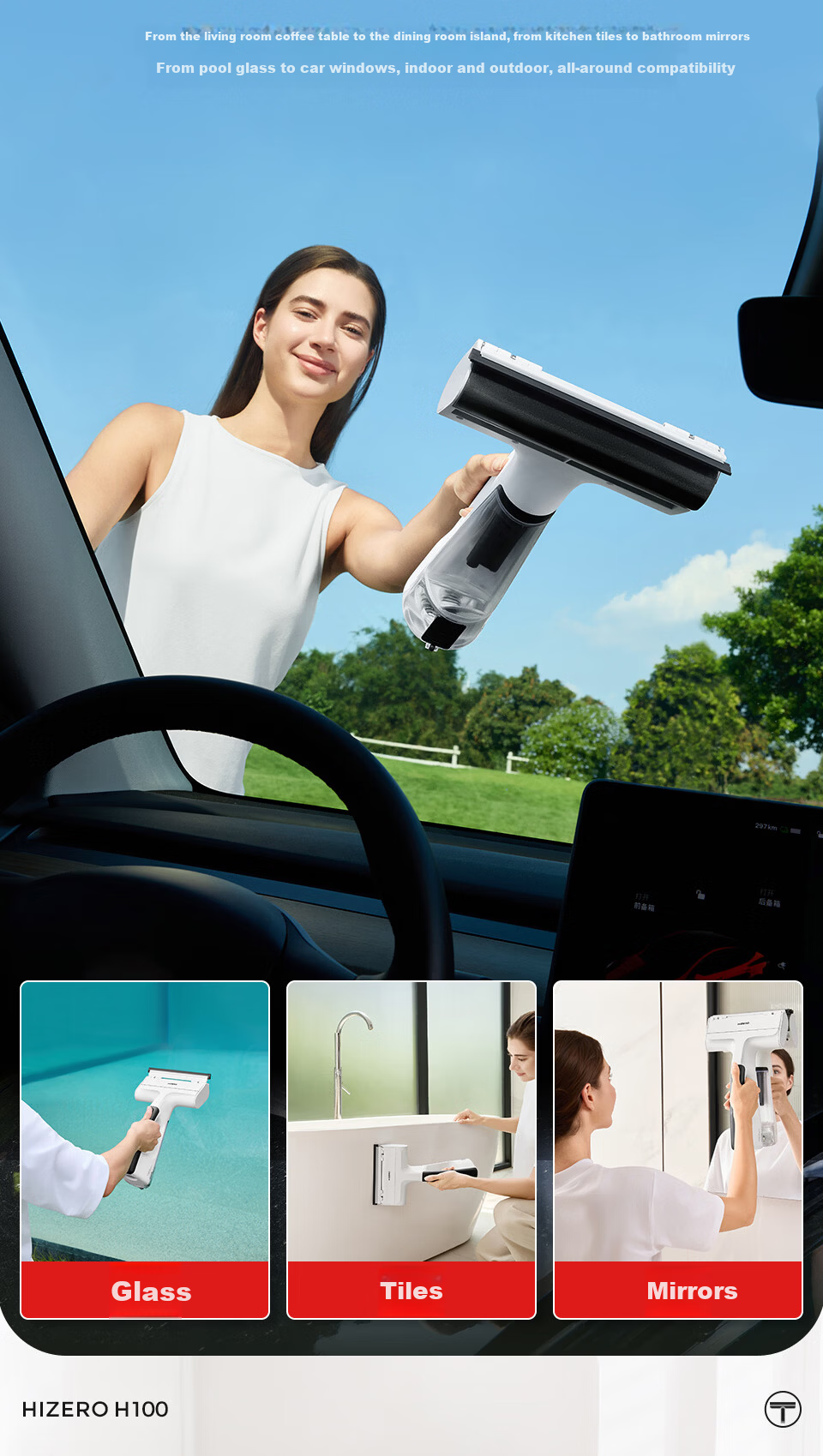 HIZERO H100 Handheld Electronic Cleaning Cloth Machine Multi-Functional Cleaner Automatic Washing Zero Suction Dust-Free Silent Home Window Cleaning Machine 7