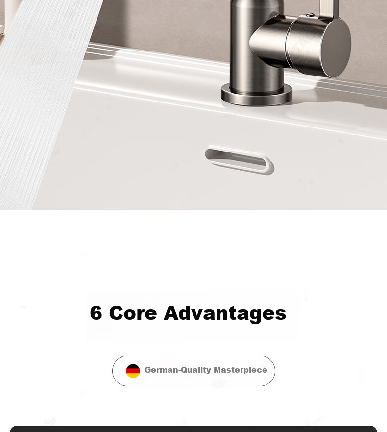 Baihan All-Copper Thickened Washbasin Faucet Bathroom Mechanical Arm Basin Universal Rotatable Hot and Cold Dual-Control Faucet 3