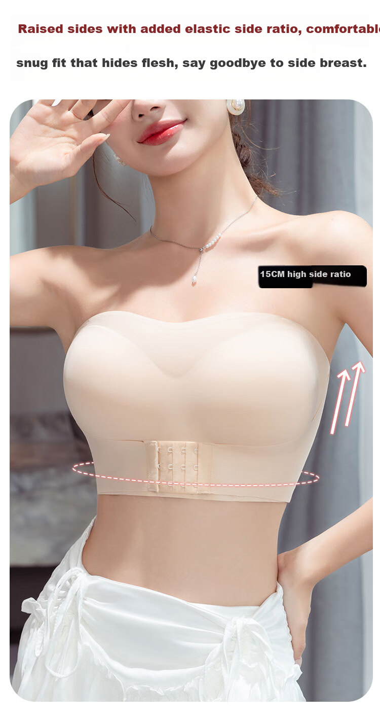 Audifine Strapless Bra Large Cup Anti-Slip Push-Up Anti-Sagging Tube Top Thin Camisole Dress Bra 13