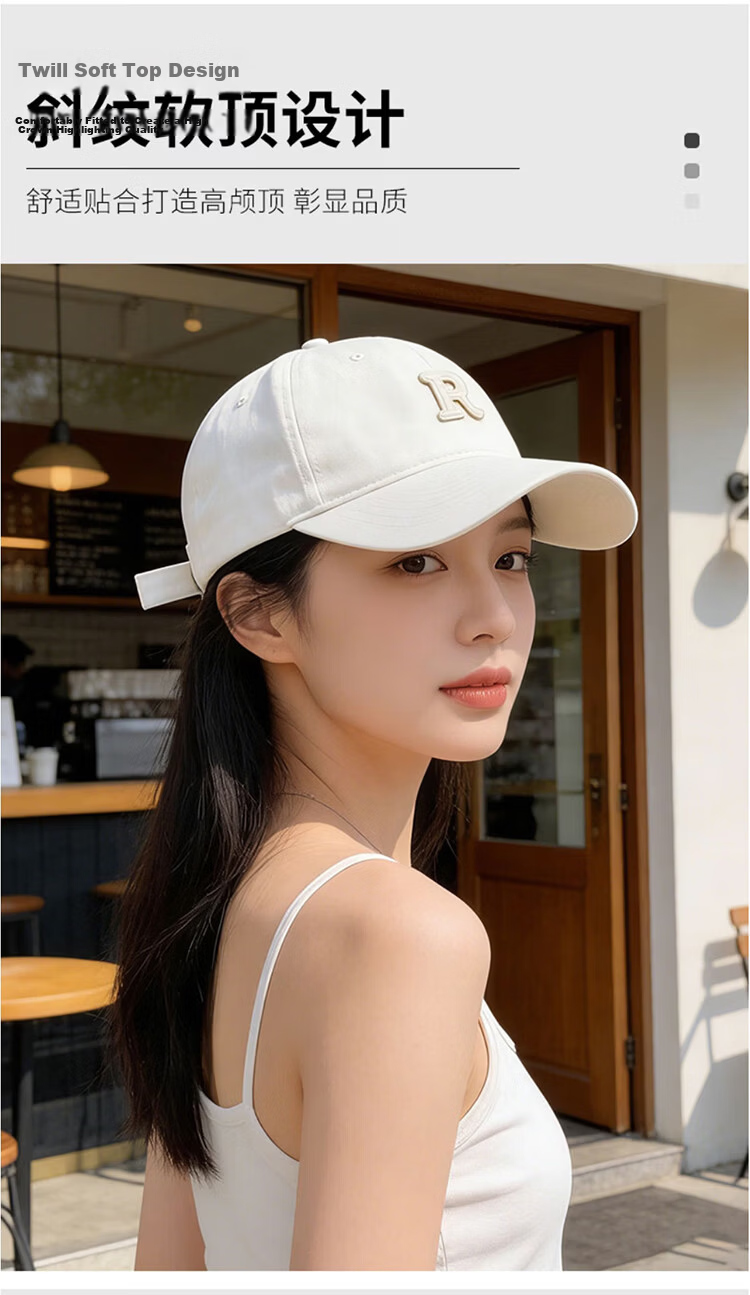Dussena Embroidered Baseball Cap Duckbill Hat Women's Wide Brim Large Face Slimming Men's New Sun Protection Fashion Korean Style 4