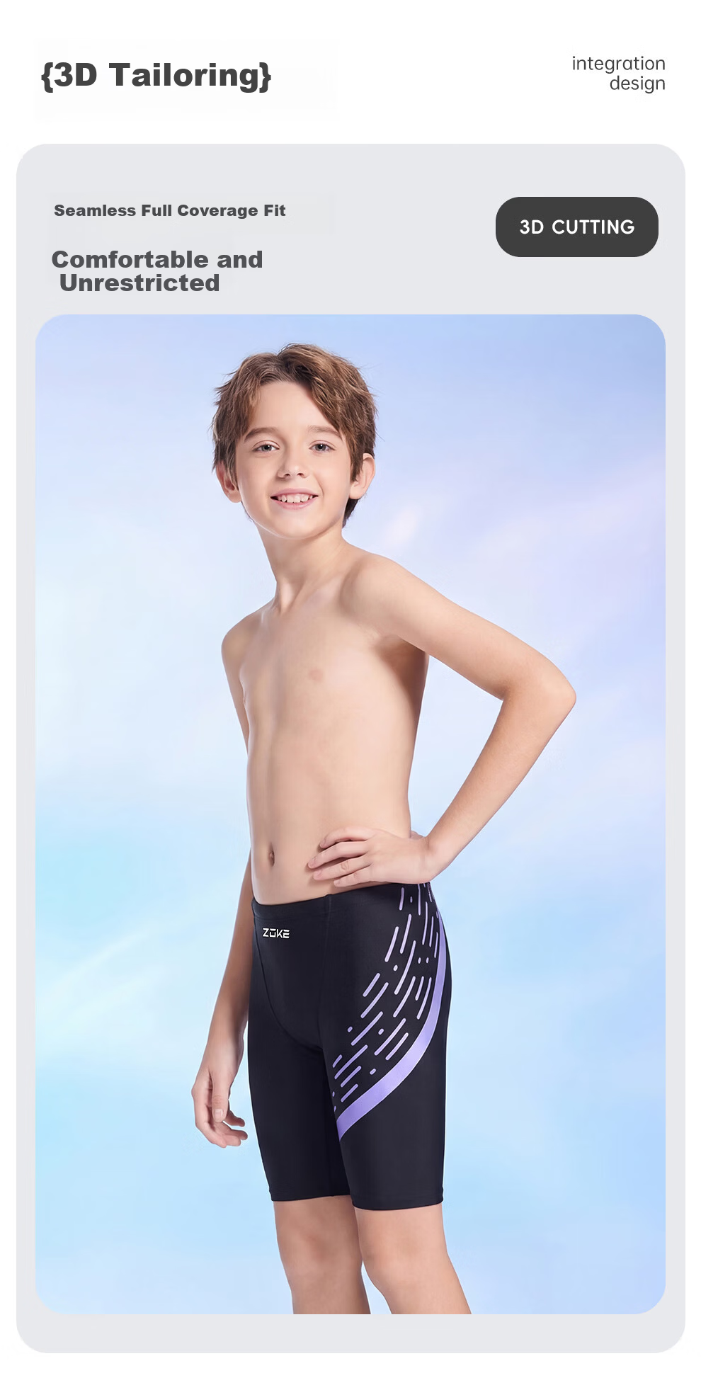 ZOKE Youth Boys Five-Point Swim Trunks Swimming Training Competition Racing Quick-Dry Chlorine-Resistant 126326871 Black Size 150 2