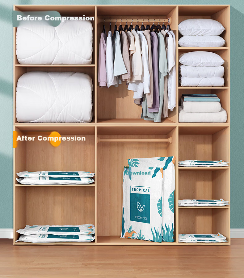 Antu Vacuum Compression Storage Bags for Quilt Clothes Bedding Organizer with Electric Air Pump for Down Jackets and Cotton Quilts Packing Bags 12