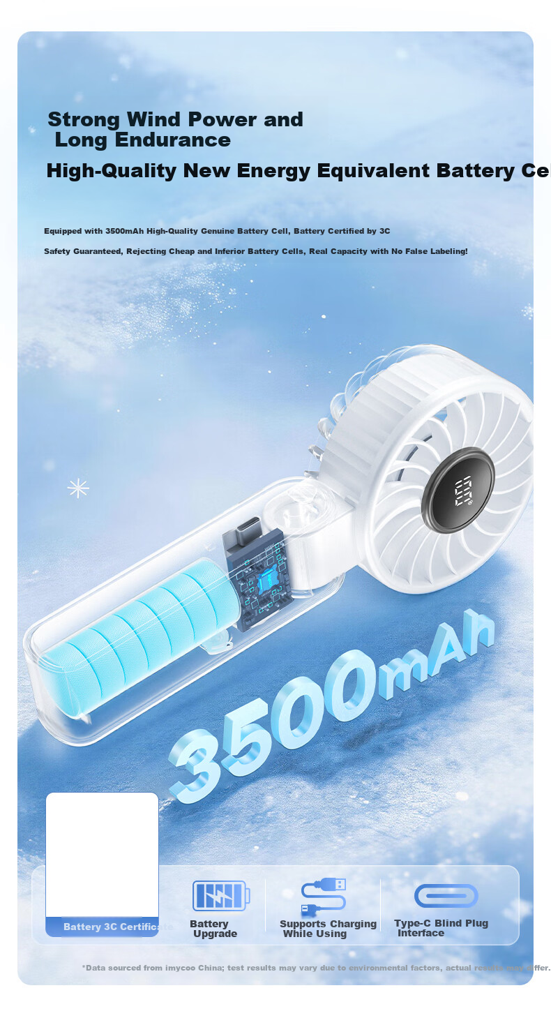 AIMIKU 2026 New Handheld Mini Fan Silent Portable Neck Hanging USB Rechargeable Cooling Foldable Desktop Fan for Students Dormitory Outdoor 7