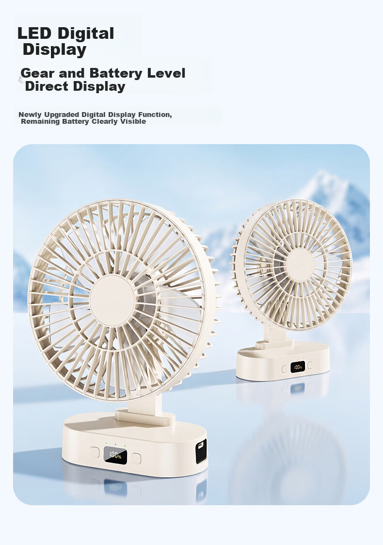 Kapeden 8000mAh Large Capacity Desktop Mini Fan Powerful Wind Silent Long Battery Life Portable Rechargeable Student Dorm Office Outdoor Camping Fan Z01 White 10