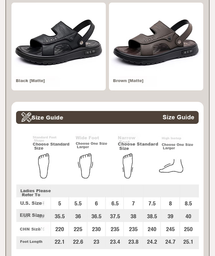 Jingzhenlianggong New Casual Soft Sole Men's Breathable Anti-Slip Sandals Slippers Dark Brown Leather Texture Style Size 40 12