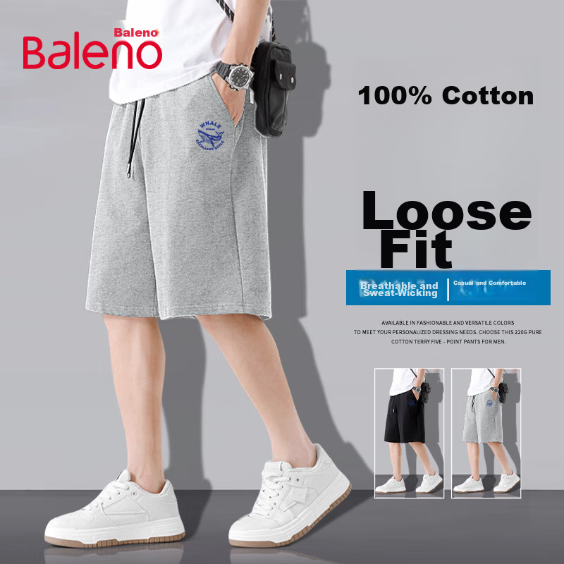 Baleno Men's Cotton Breathable Sweat-Absorbing Summer Sports Shorts, Youth Trendy Casual Loose Fit Shorts 11