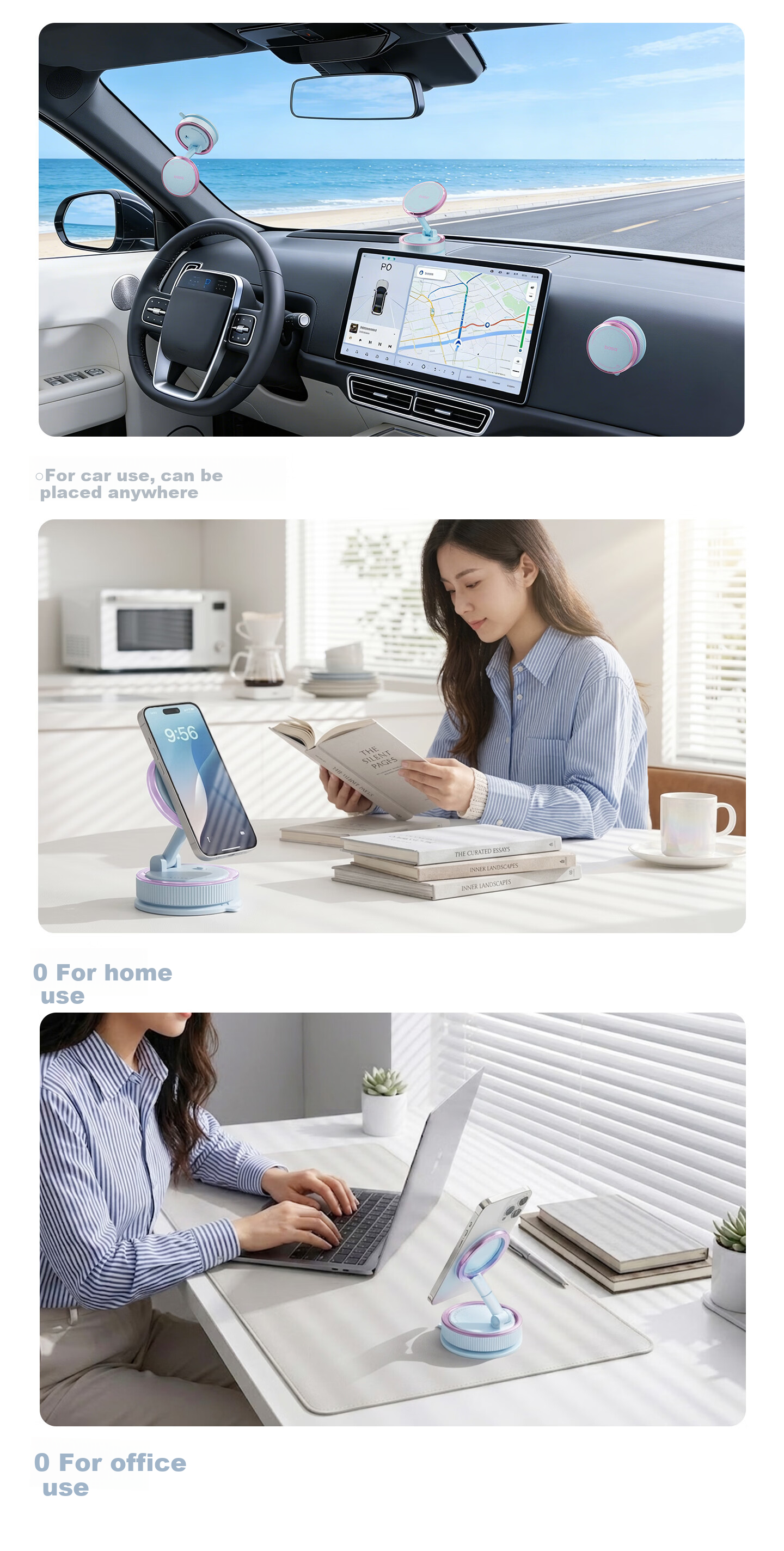 Basa Car Phone Holder Vacuum Suction Cup 2026 New Universal Car Navigation Mount for Tesla Audi CH3 Blue 12