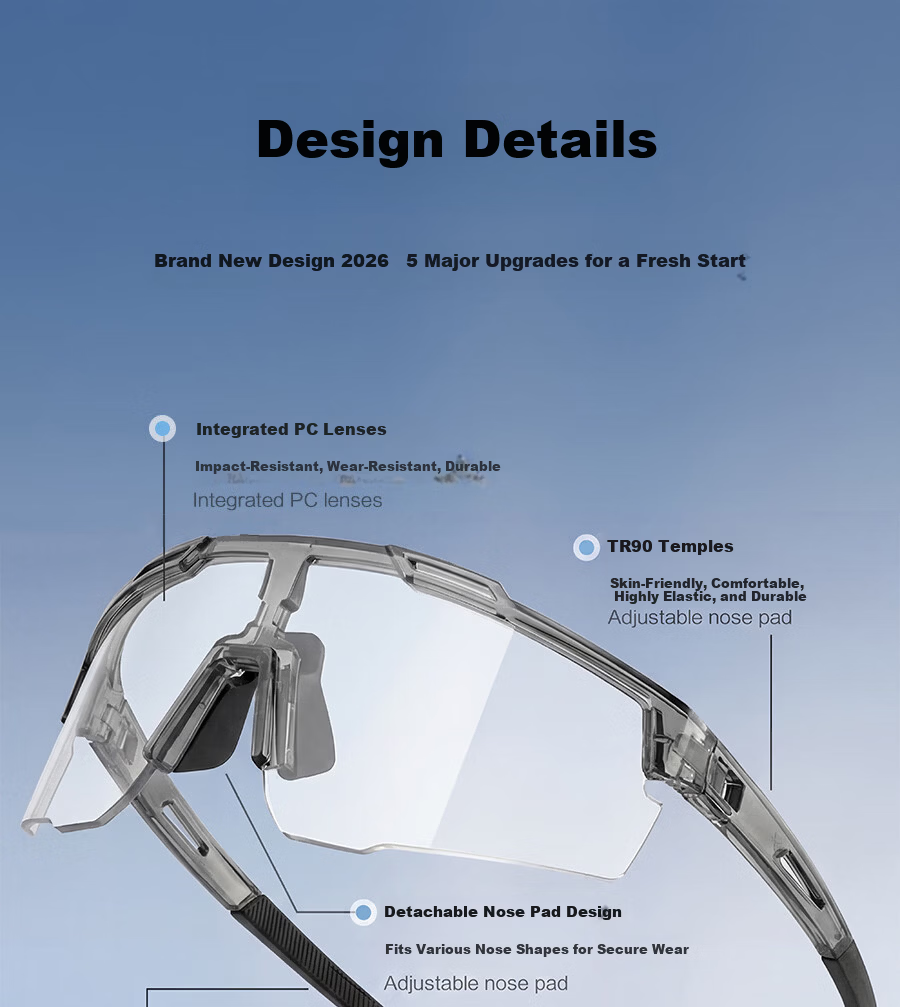 BenshiJi Cycling Glasses Day and Night Use Hiking Mountaineering Protective Eyewear Running Sunglasses Large Frame Personalized Protective Sunglasses 5