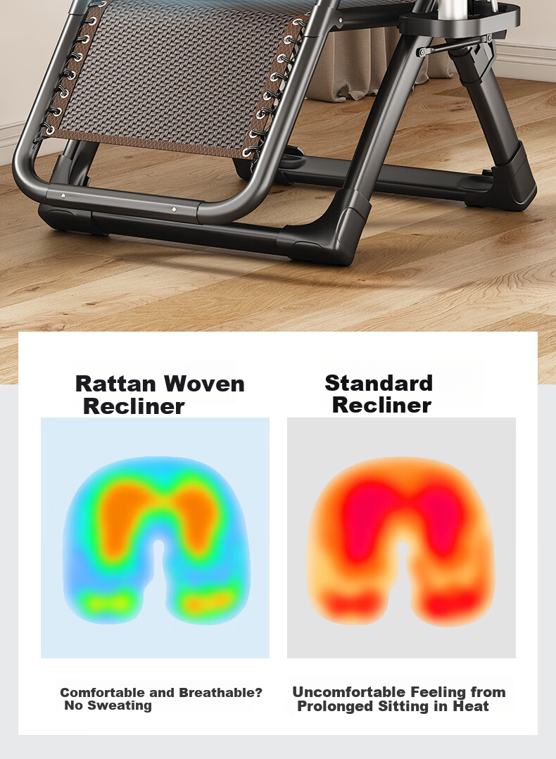Qiyinge Lazy Recliner Folding Rattan Chair Nap Balcony Home Leisure Elderly Dual-Use Seat and Backrest Chair 11