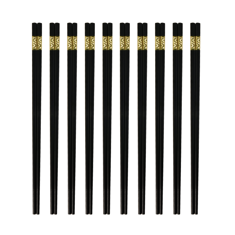Shihua Xiangyun Alloy Chopsticks, 10 Pairs, for Home And Hotel Use, 27cm, Unvarnished And Unwaxed, Anti-Mold And Non-Slip Chopsticks, Tableware Set