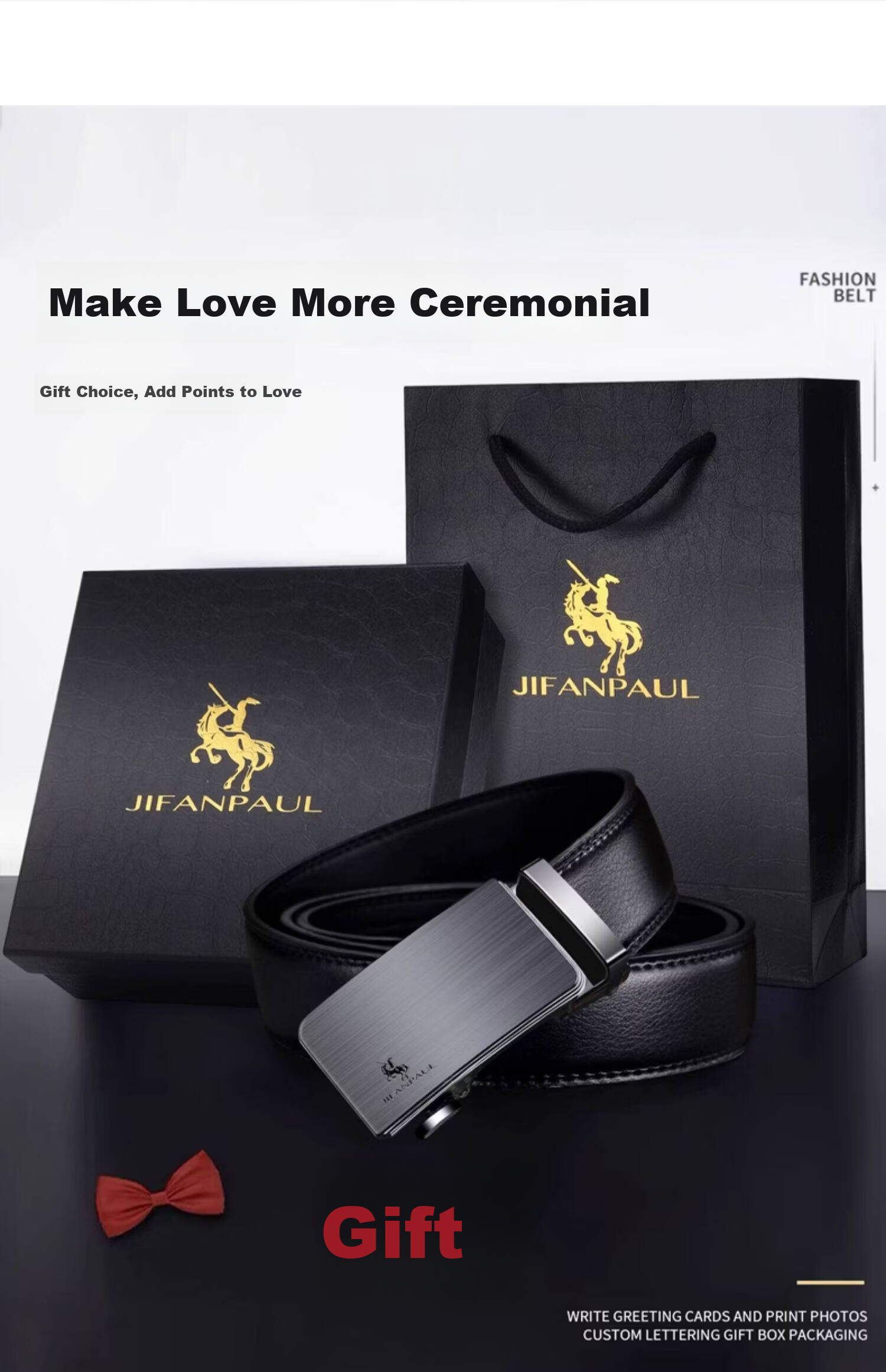 JIFANPAUL Genuine Leather Men's Automatic Buckle Cowhide Belt Casual Versatile 110cm Practical Birthday Gift for Dad 2