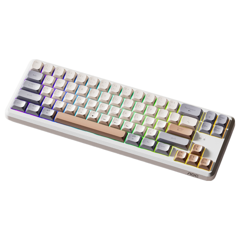 AOC GK116 Wired Mechanical Feel Keyboard Gaming Office Keyboard 68 Keys Backlit Desktop Laptop White Purple Blue Tri-color Milk Coffee