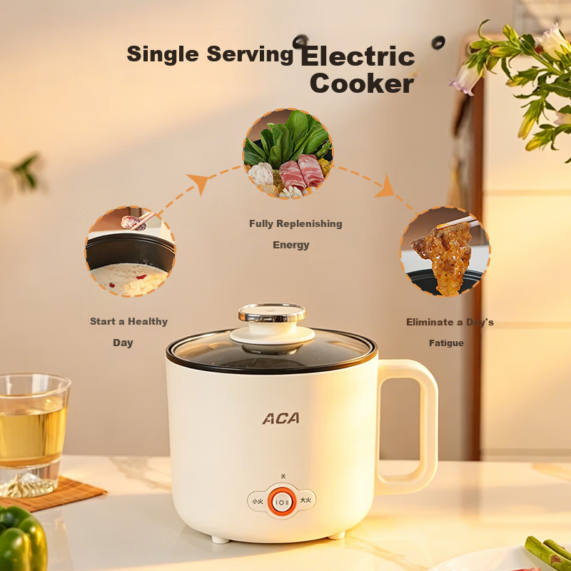 ACA Price Protection 618 Electric Cooking Pot Dormitory Small Electric Pot Electric Steamer Student Dormitory All-in-One Instant Noodle Mini Hot Pot Multifunctional Electric Heating Pot Z100