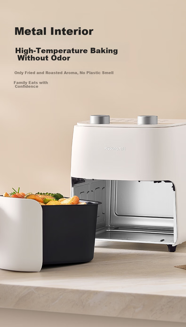 Joyoung Air Fryer with Steaming And Baking Functions, Zero Fluorine Titanium Ceramic Non-Stick Home Air Fryer, 5.5L Large Capacity Beautiful Hot Air Frying Metal Inner Pot KL55-V155 4