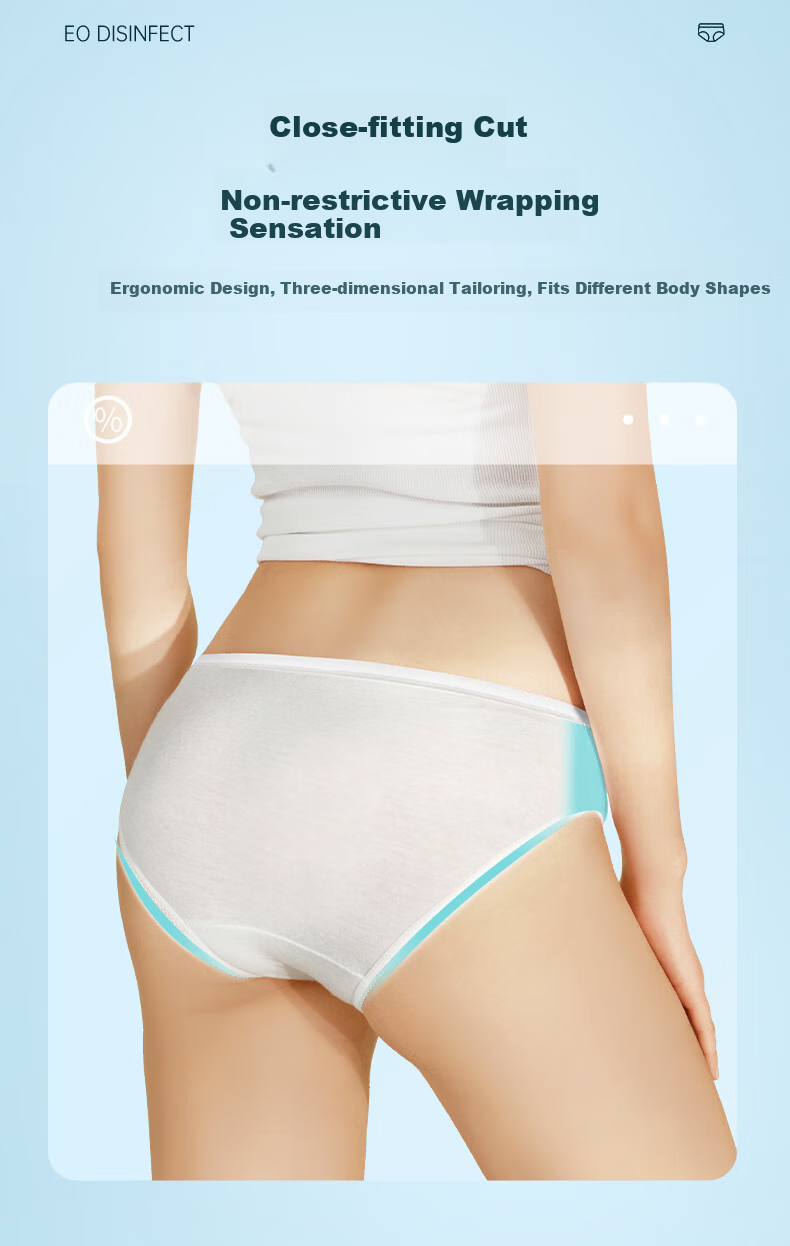 Beianshi Disposable Cotton Women's Underwear Travel Sanitary Maternity Wash-Free Portable 8-Pack Individually Wrapped White 3XL 5