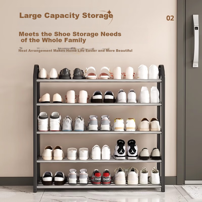 Yimo Shoe Rack Simple Entrance Multi-Layer Shoe Cabinet Dormitory Four-Layer Black 56cm