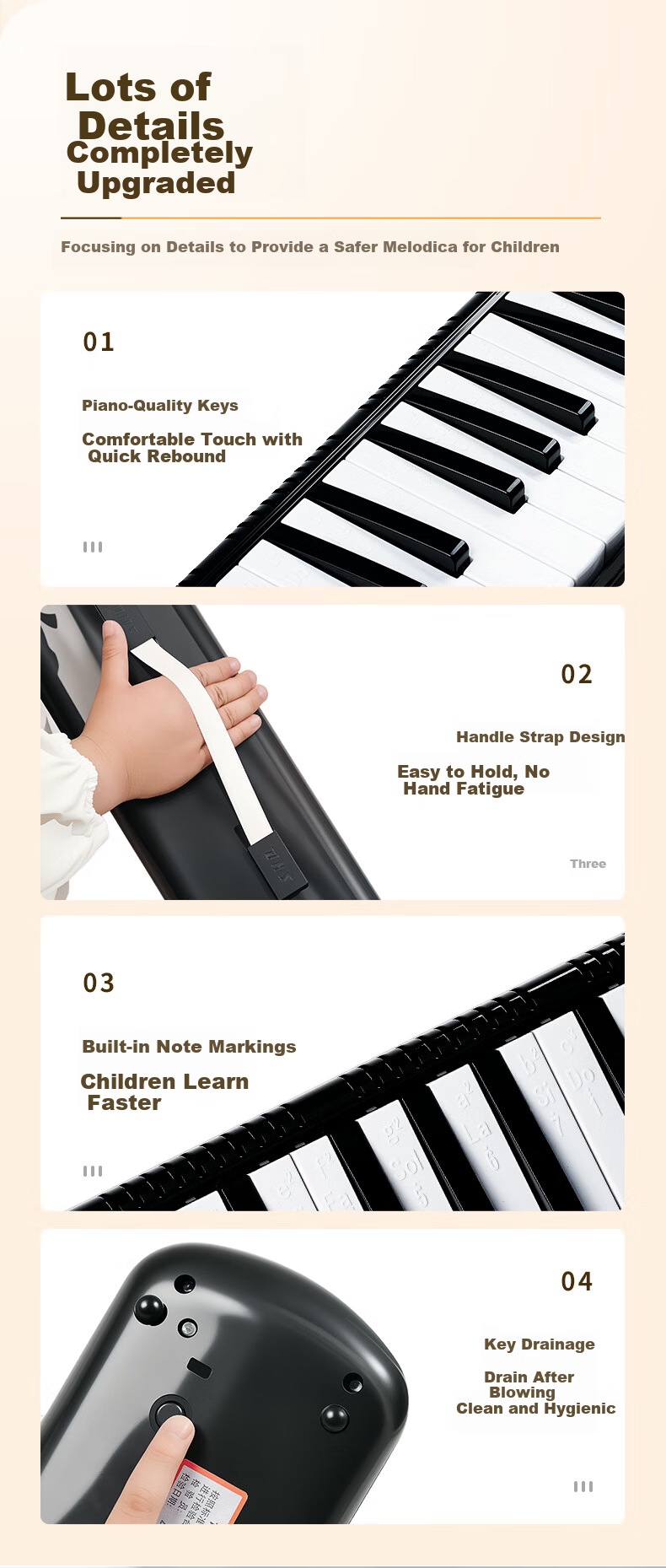 DHS Classroom Musical Instrument 32-Key DHS Melodica Pink Canvas Soft Case with Blowpipe Mouthpiece and Teaching Materials 11
