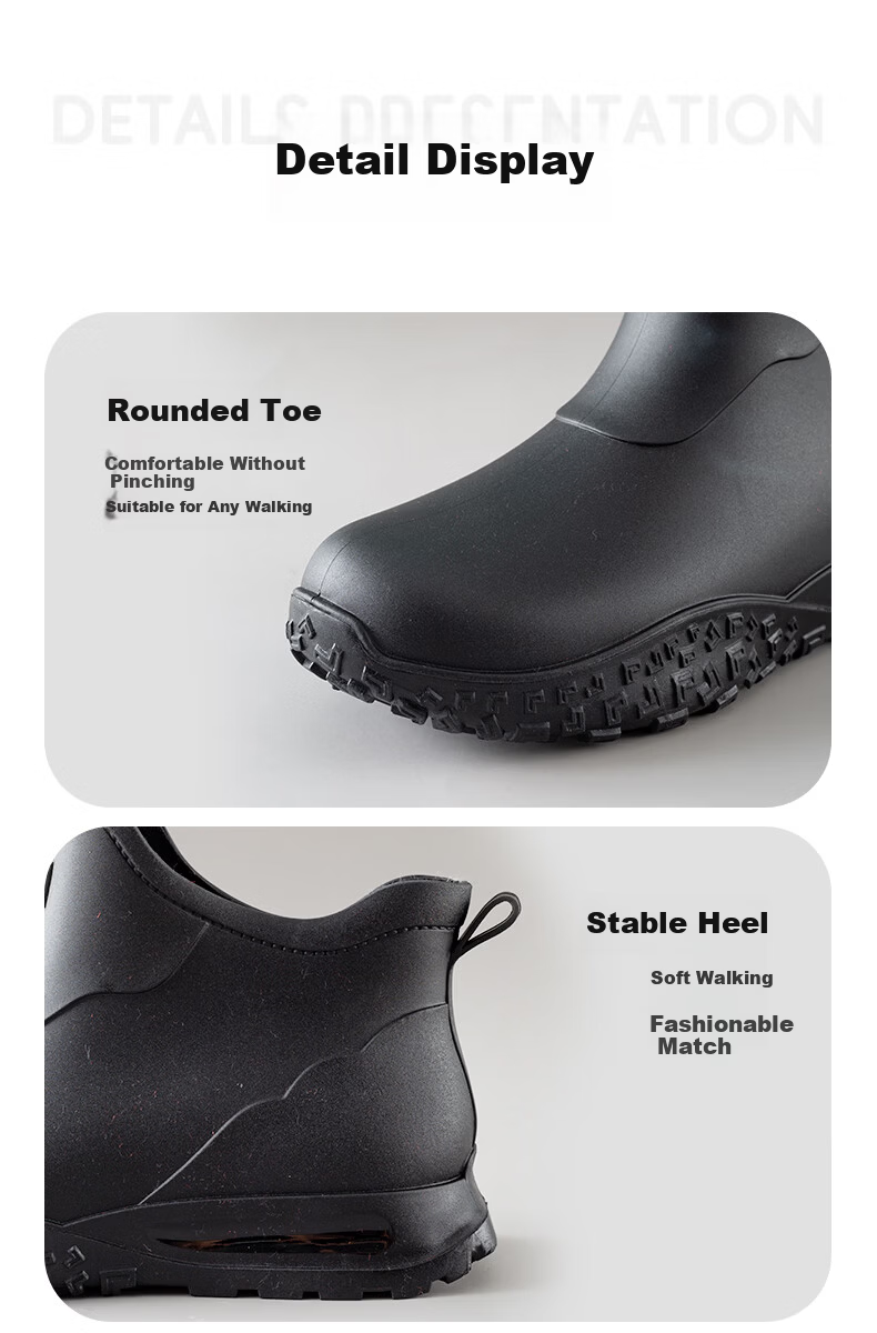 Warrior Men's Waterproof Non-Slip Fashion Outdoor Rain Shoes Durable Rubber Short Boots Hiking Rain Boots Slip-On 3538 Black Size 42 6