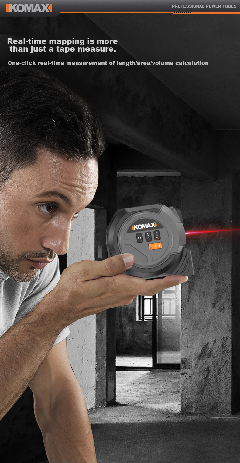 KEMAISI 3-in-1 Laser Distance Measuring Tape Infrared Rangefinder High-Precision Handheld Electronic Ruler Tape Measure for Carpentry 10