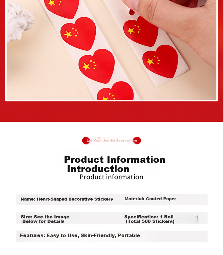 E-Muguo Small National Flag Stickers National Day Decoration Flag Face Stickers Small Red Flag Decoration Patriotic Stickers 200 Pieces 6