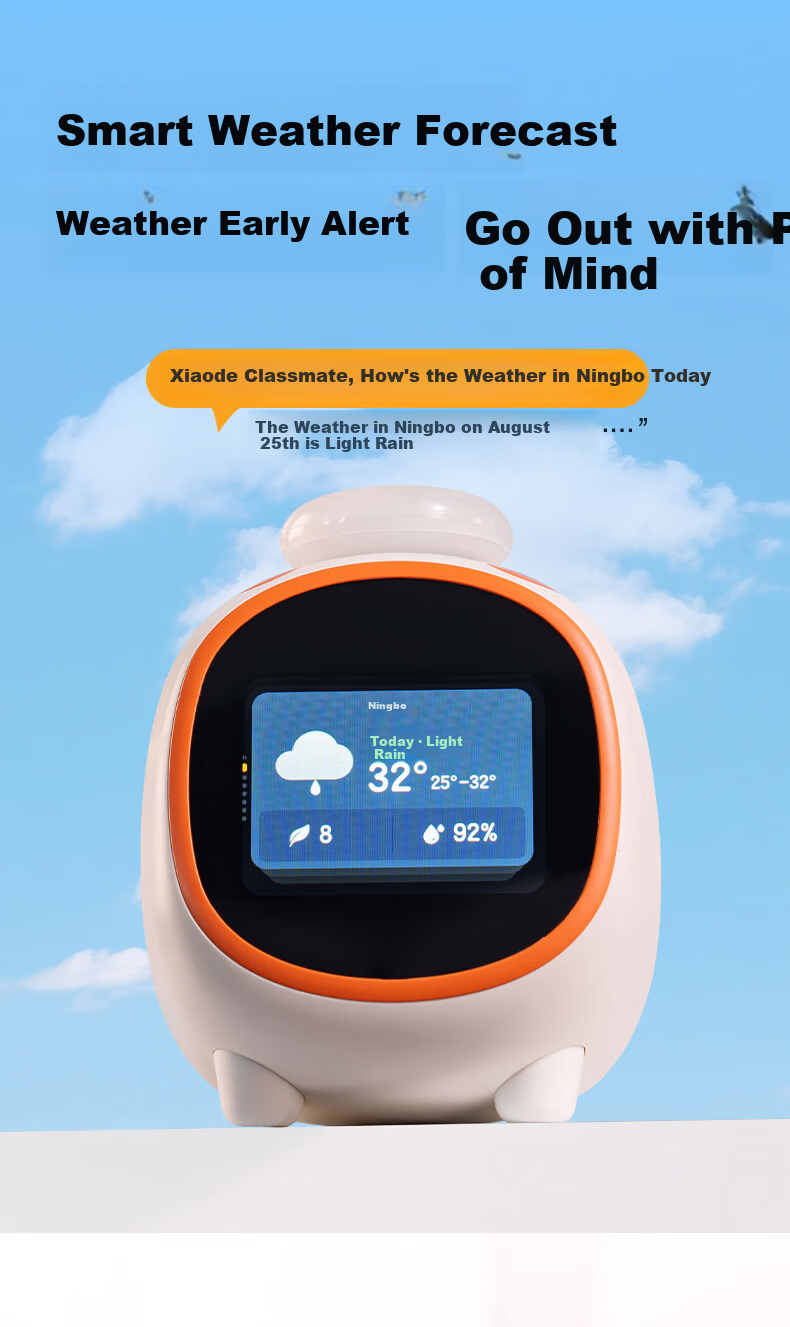Deli Multifunctional LCD Cute Pet Smart Alarm Clock, 1200mAh, Student Night Light Bedside Clock, Children's Bedroom Clock, Time Management Device, White 8852 Gift 9