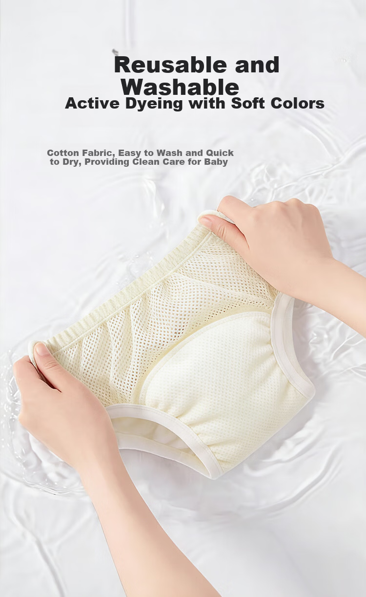Aibao Baby Potty Training Pants Pure Cotton Diaper Cover Baby Waterproof Pants Diapers for Boys 2 Pieces Size 100 S821 9