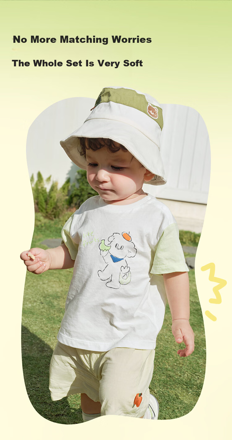 Balabala Baby Short Sleeve Set Infant Summer Outfit 2026 New Boys Girls T-Shirt Pants Cute Fashion 4
