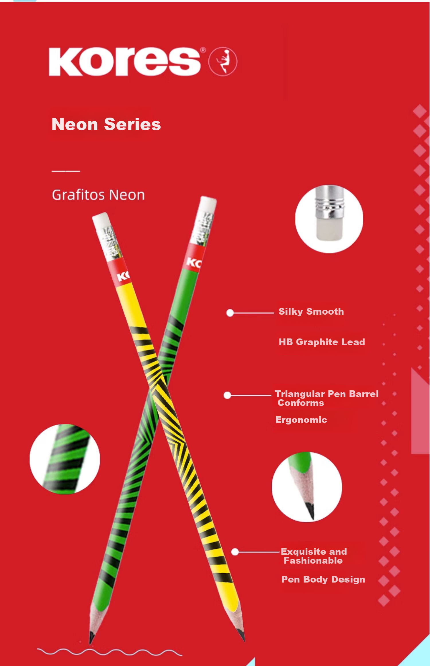 KORES Europe Kores HB Non-Toxic Pencil for Primary School First Grade Fashion Cartoon Writing Sketching Graphite Pencil Dream Series 12-Pack 92802 7