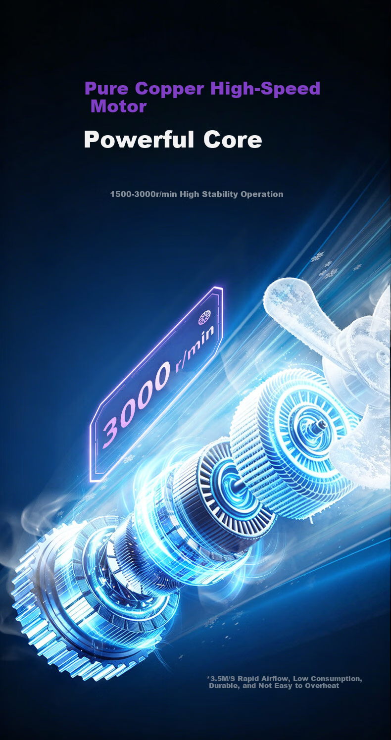 AUX Desktop Electric Fan Small Table Fan Dormitory Office Desktop Mini Fan Air Circulation Fan Energy-Saving Home Use 1800mAh 5-Speed Foldable 5