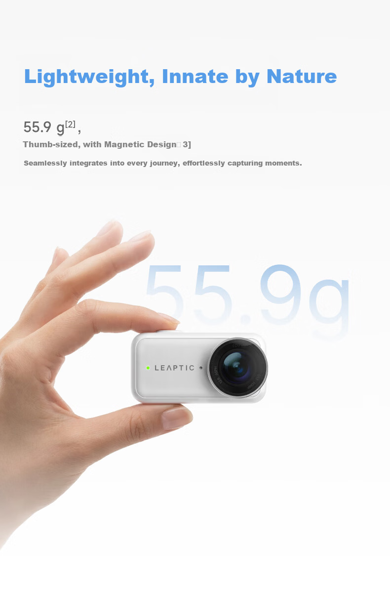 LEAPTIC Photon Transition Cube [Battery Included] Sports Camera Thumb Pocket Wearable Camera 8K/4K Vlog Cycling Running Pet All-in-One Kit 128GB Black 6