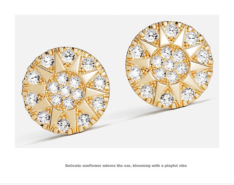 APM Monaco Soleil Compass Earrings Gold Sunflower Studs Birthday Gift for Women Girlfriend Wife 3
