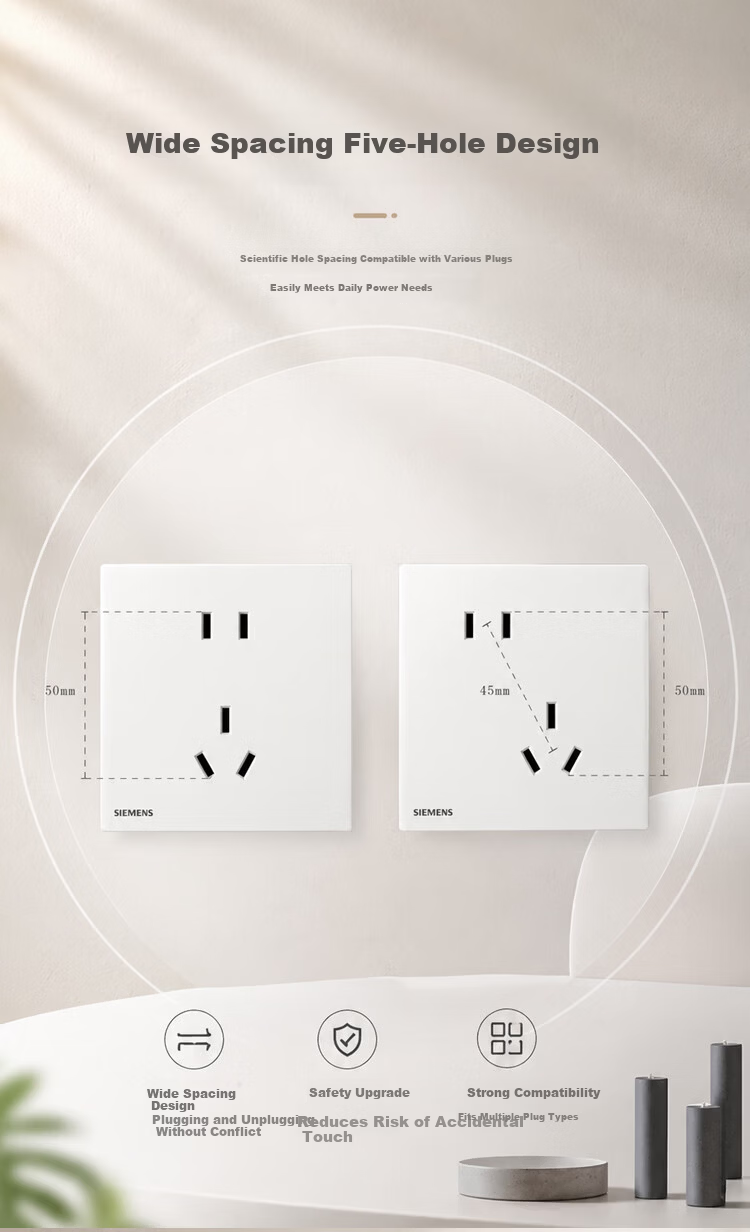 SIEMENS Switch Panel 10AX Single Pole Matte Concealed Switch Yunyi Ivory White 5TA4311-3NC01 2