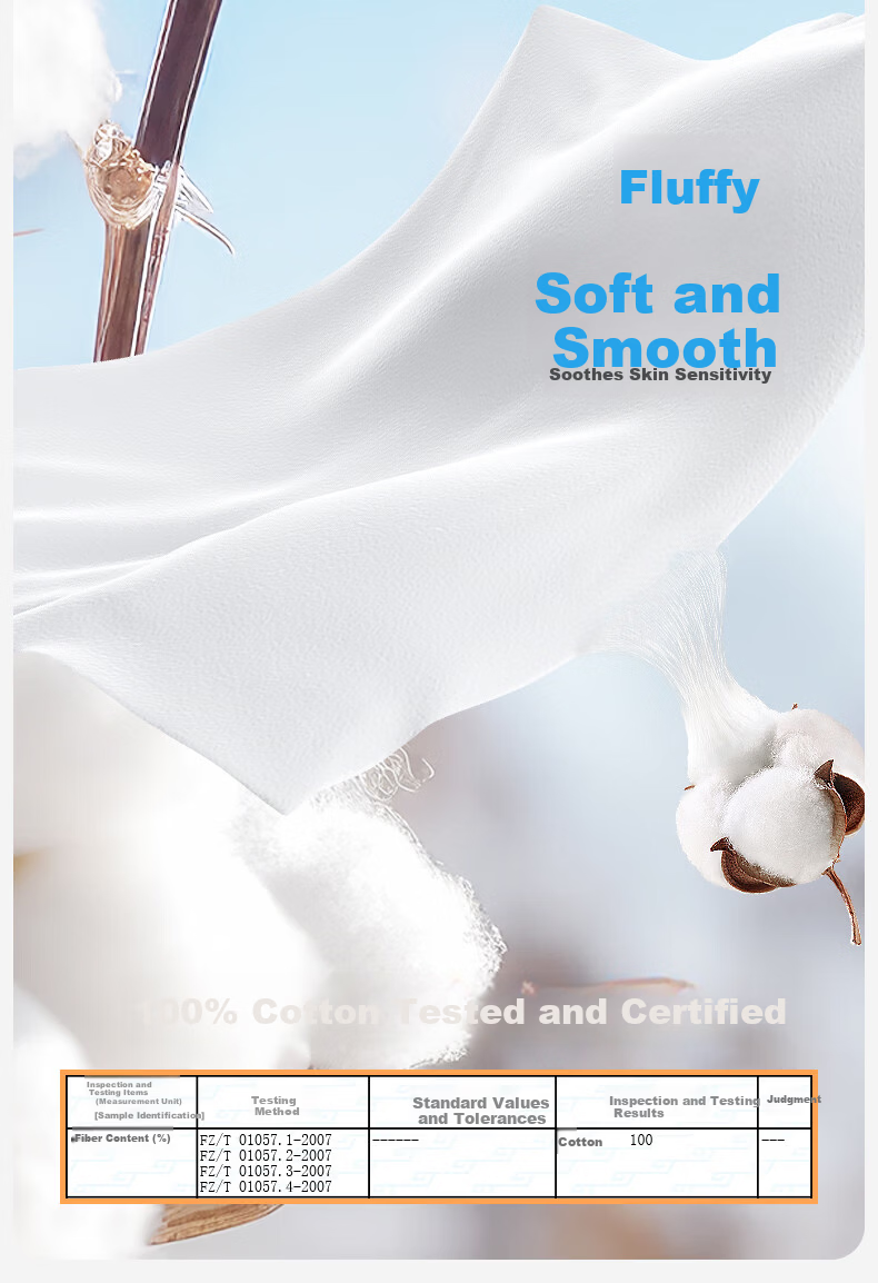 ITO 100% Cotton Facial Wipes 30 Sheets Pack Pure Cotton Soft Disposable Face Cleansing Towels 6