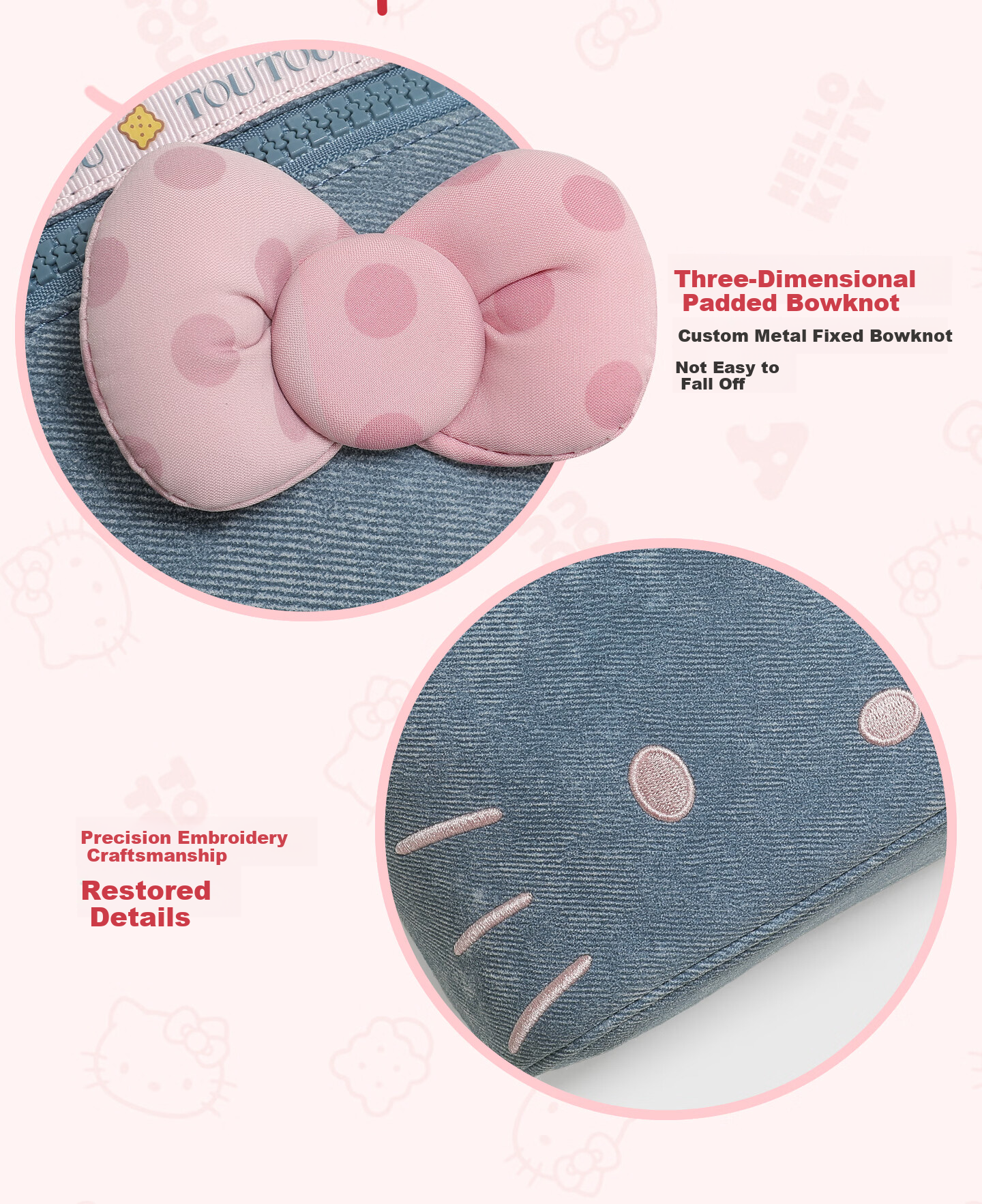 Toutou New Hello Kitty Denim Makeup Bag Storage Camera Bag Children's Day Birthday Gift for Girlfriend 8