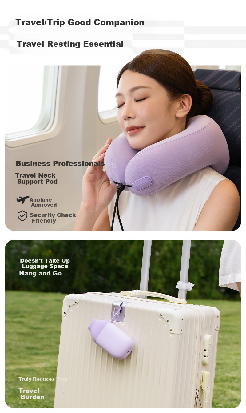 EVERYTHINK Inflatable Travel Neck Pillow U-Shaped Portable Airplane Sleep Pillow 5