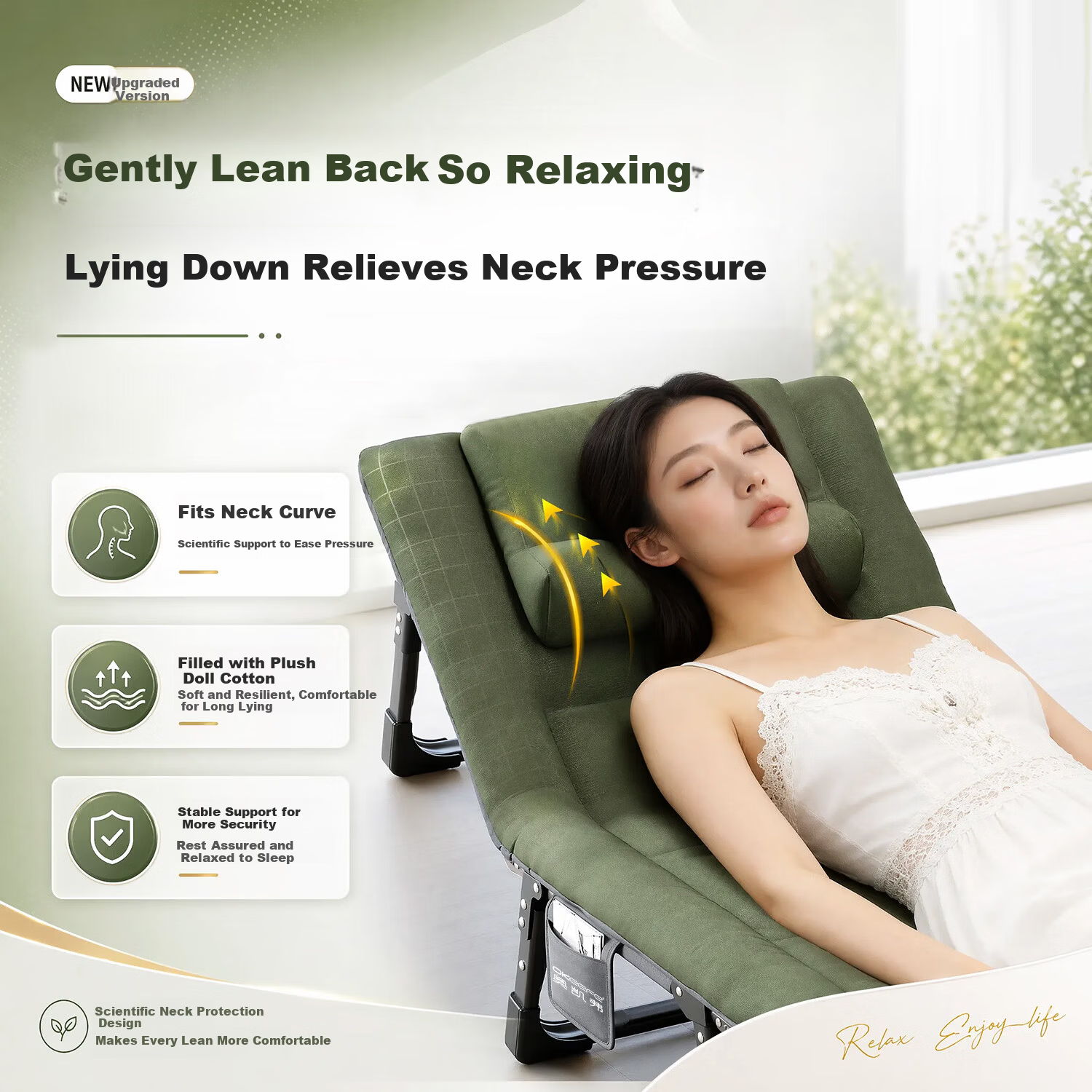 Aokai Fu Folding Bed Recliner Office Nap Bed Hospital Care Bed Ergonomic Traction Neck Support