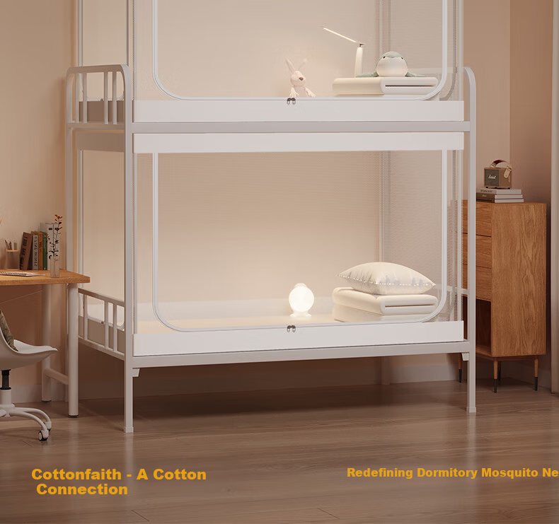CottonFaith Dustproof Mosquito Net Frame for High School Dormitory, No Installation, High Stretch, Three-Door, 0.9m Bunk Bed Universal 8