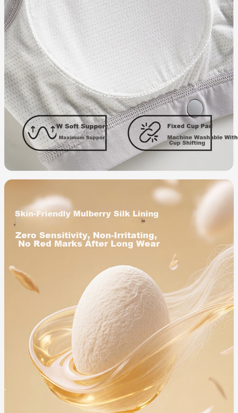 FENYE Three-Buckle Adjustable Nursing Bra Postpartum Feeding Pure Cotton Sleep Bra Anti-Sagging Large Breast Sleepwear Skin Tone L 22