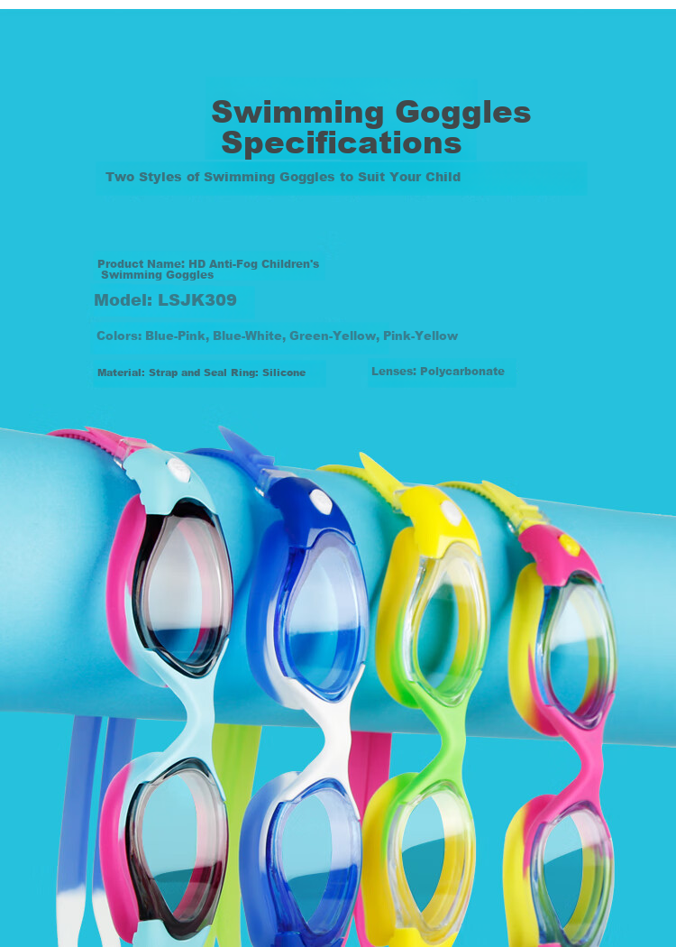 LI-NING Kids Swimming Goggles Boys Girls HD Anti-Fog Waterproof Professional Diving Swim Glasses LSJP309-1 2