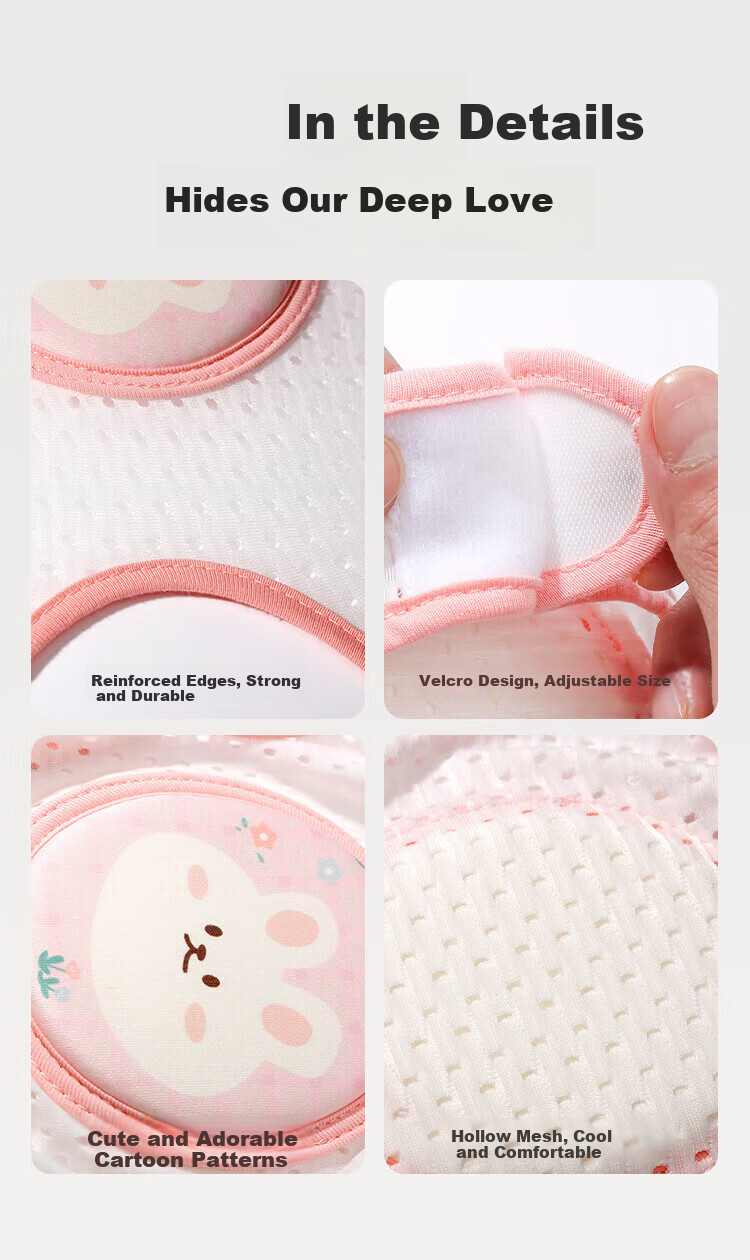 Aibao Baby Knee Pads Summer Ice Silk Crawling Knee Elbow Pads Toddler Walking Anti-Collision Cute Bunny S359 8