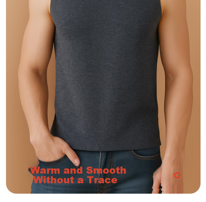 SEPTWOLVES Men's Silk Vest Double-Sided Brushed Seamless Itch-Free Warm Crew Neck Vest Storm Gray 2XL 13