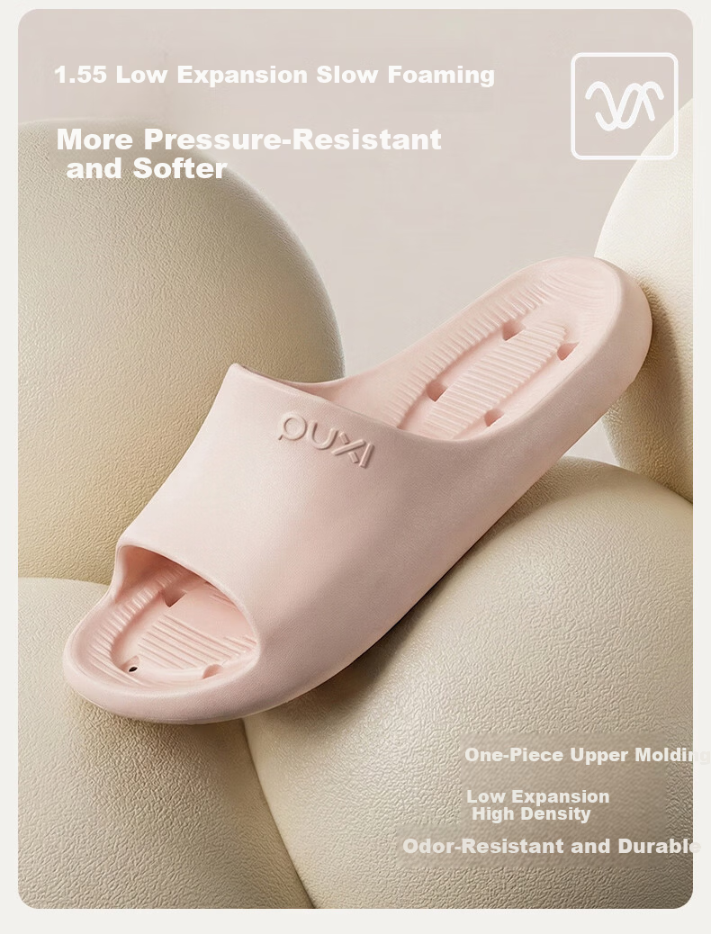 Puxi Wave-Breaking Slip-On Bathroom Non-Slip Water-Draining Shower Quick-Dry Slippers Star Moon White Size 35-36 4