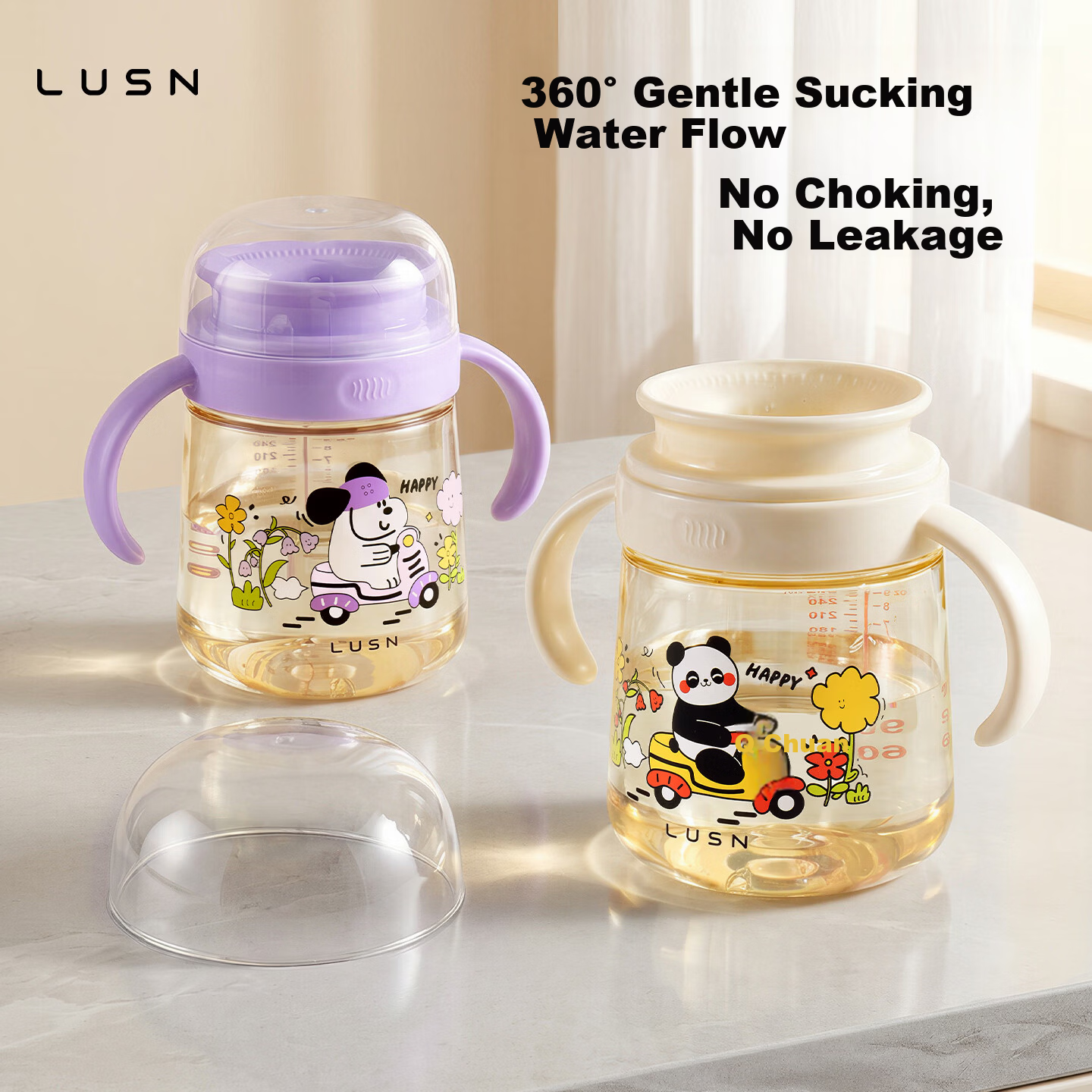 LUSN Sucking Cup Baby Infant Sip Drinking Cup Children's Day Gift PPSU Milk Cup Lip-Control Learning Cup
