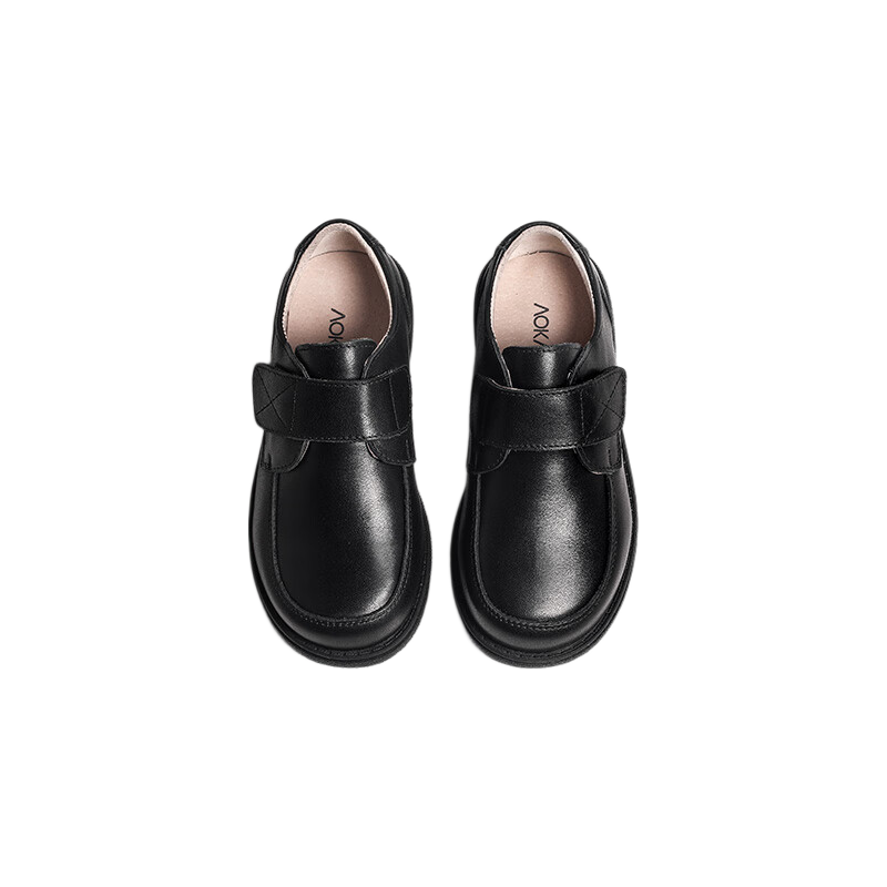 Aokang Children's Shoes, Boys' Leather Shoes, Black Soft-Soled Performance Shoes, Spring And Autumn New Style, Children's British-Style Genuine Leather Performance Shoes for Older Kids