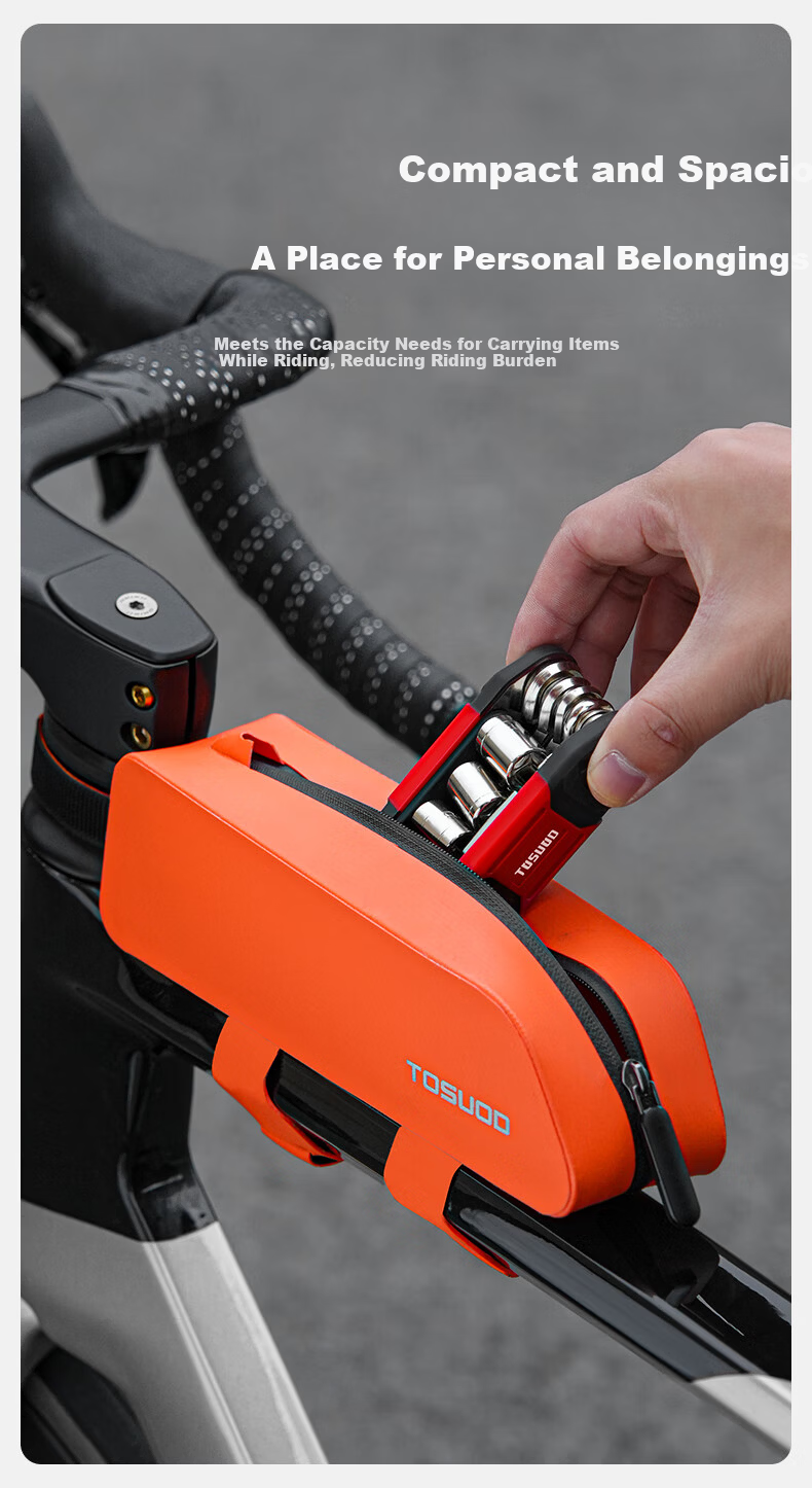 Captain Tas Waterproof Bicycle Frame Bag Front Tube Bag Cycling Accessories Black 11