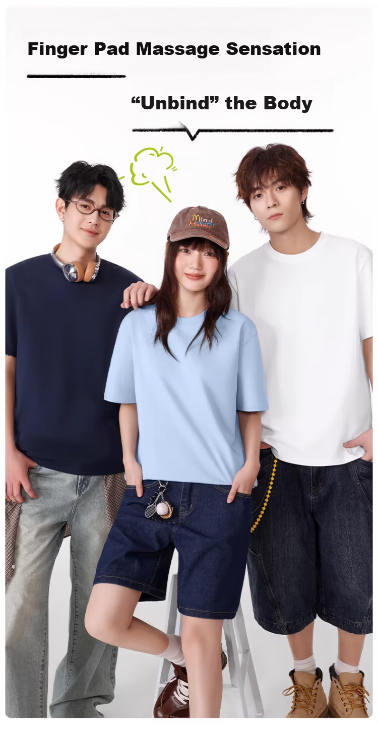Langsha Pure Cotton Short Sleeve T-Shirt Men Wide Shoulder Summer New Women's Regular Shoulder Half Sleeve Unisex Top Base Shirt 7