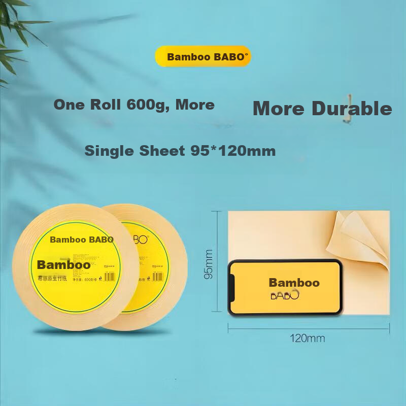 Bamboo Core Toilet Paper 3-Ply 600g*12 Rolls Bulk Pack Commercial Hotel Tissue Paper Napkins Full Box
