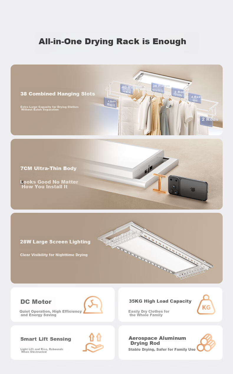 Midea Electric Clothes Drying Rack Wireless Remote Control Lift Ultra-thin Retractable Clothes Dryer Z1【Price Protection 618】 5